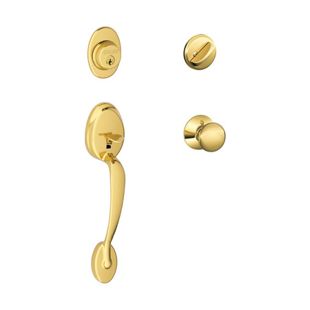 SCHLAGE Handleset Bright Brass F60PLY605